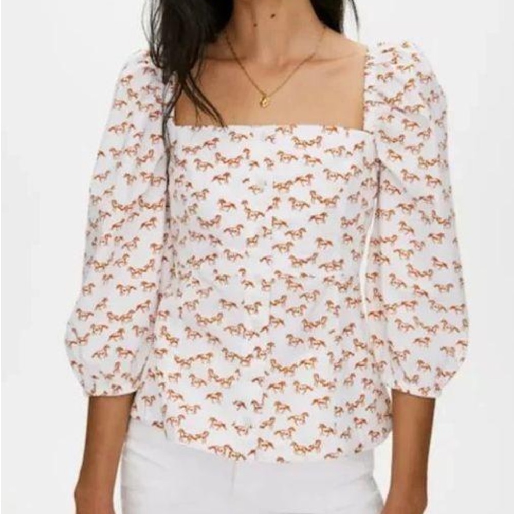 Aritzia Little Moon Horse Print Blouse